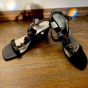 Black wedge sandals